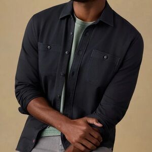 Faherty Mens Field Knit Utility Shirt Washer Charcoal MEDIUM NWT